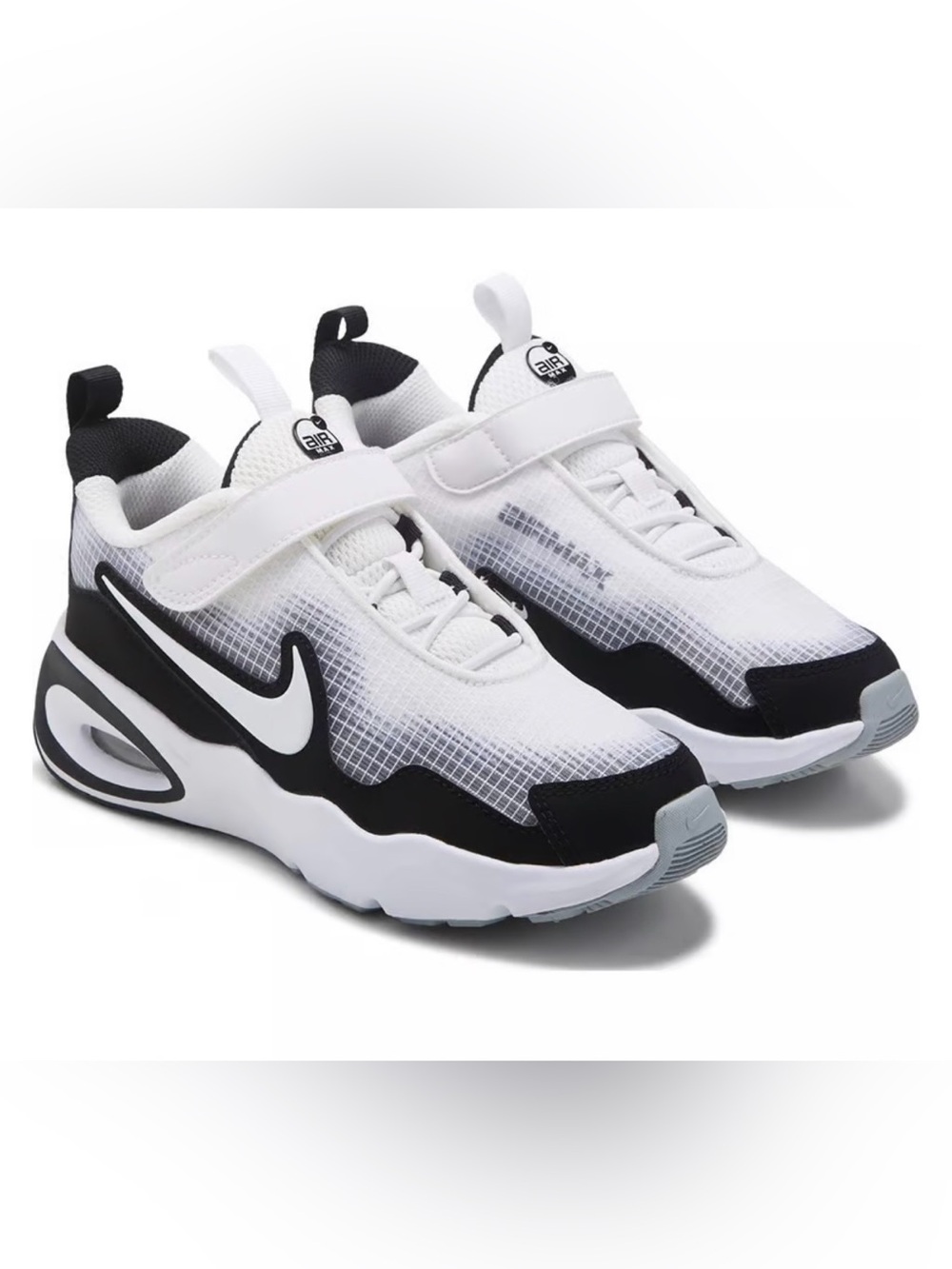 Nike Kids White Black and Gray Velcro Athletic Sneakers